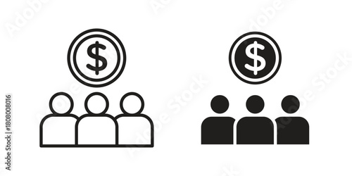 Mutual funds icon with thin line and flat web symbol on white background