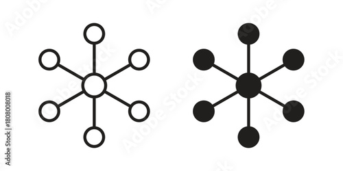 Network icon with thin line and flat web symbol on white background