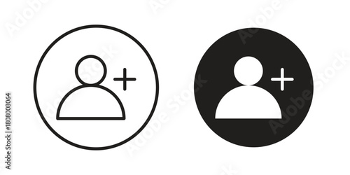 New account icon with thin line and flat web symbol on white background