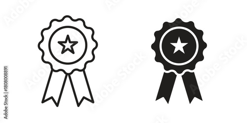 Patented icon with thin line and flat web symbol on white background