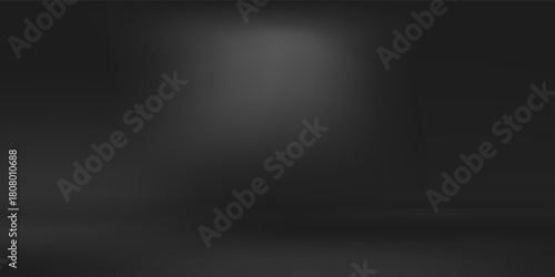 Limbo black background. Abstract dark gradient backdrop. Color wall of studio, room, stand for product display or photo.eps10