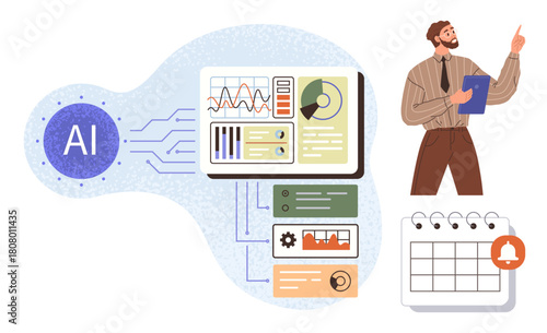 AI technology connects with data dashboards, analytics, task management, and scheduling. Ideal for innovation, business intelligence, planning, organization, productivity automation and simplified