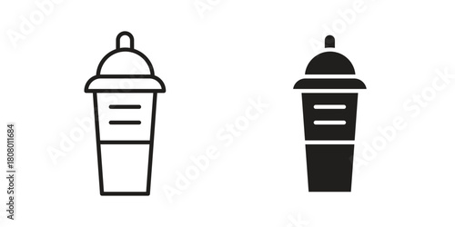 Protein shake icon with thin line and flat web symbol on white background