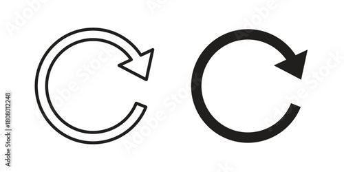 Refresh icon with thin line and flat web symbol on white background
