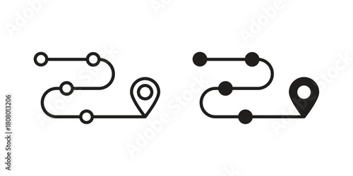 Roadmap icon with thin line and flat web symbol on white background