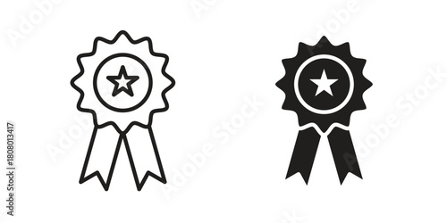 Rosette icon with thin line and flat web symbol on white background