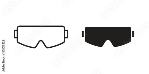 Safety goggles icon with thin line and flat web symbol on white background