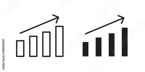 Sales growth icon with thin line and flat web symbol on white background