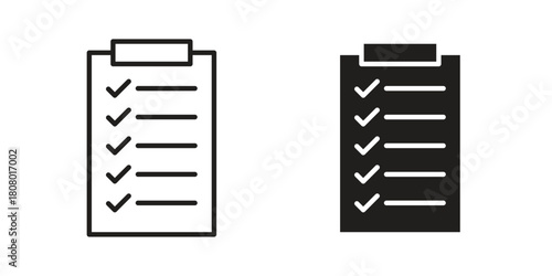 Task list icon with thin line and flat web symbol on white background