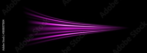 Fast Purple Light Trails Glowing Speed Motion on Black Background