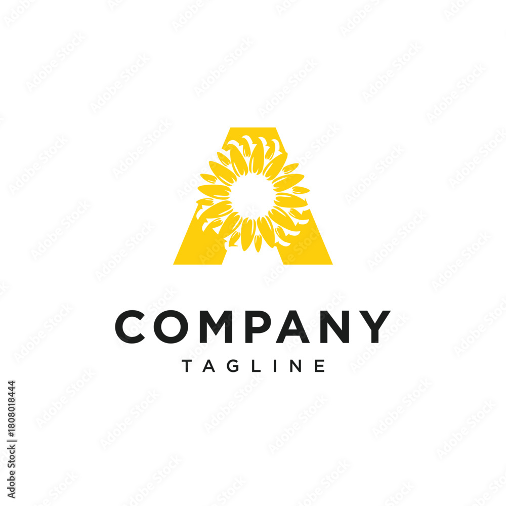 Fototapeta premium Letter A SunFlower Logo Icon Vector