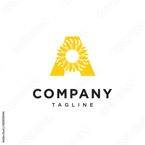 Letter A SunFlower Logo Icon Vector