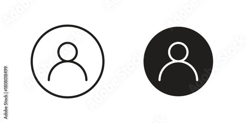 User icon with thin line and flat web symbol on white background
