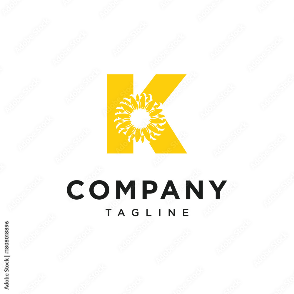 Fototapeta premium Letter K SunFlower Logo Icon Vector