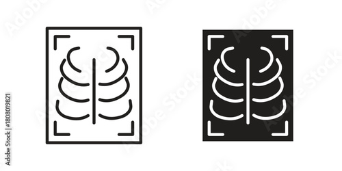 X ray icon with thin line and flat web symbol on white background