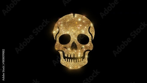 Luxury skull with golden glitter, alpha channel
