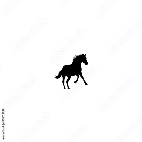 Silhouette of a horse running on a white background in a simple and elegant minimalist style image art