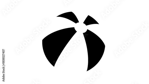 Vector illustration of simple black and white graphic of a beach ball, abstract design, isolated on transparent background 
