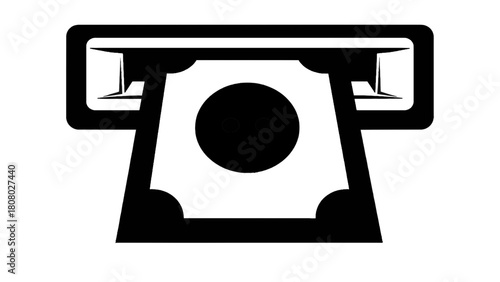 Vector illustration of cash withdrawal from an atm slot, symbolizing financial transaction and banking service, isolated on transparent background