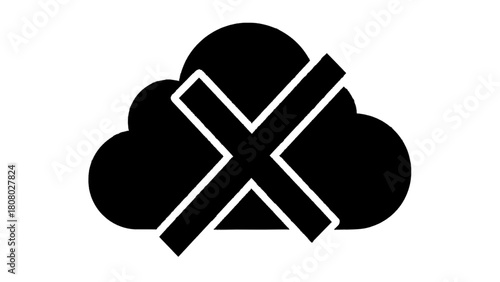 Vector illustration of cloud computing error or disconnected service icon with a cross mark isolated on transparent background 