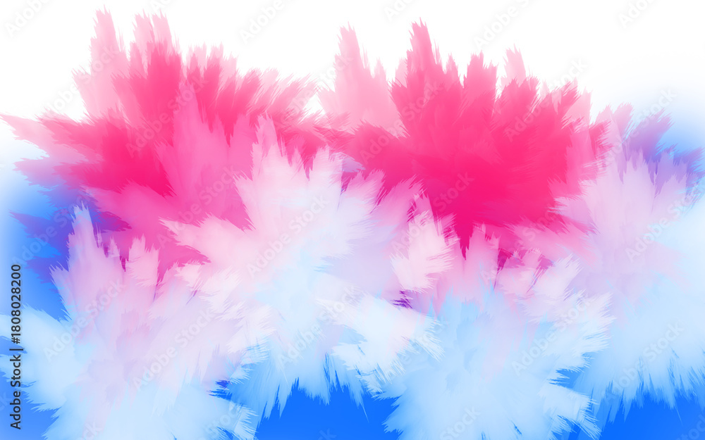 Fototapeta premium Abstract, vibrant digital art with a splatter or burst effect in shades of pink, white, and blue against a isolated on transparent background.