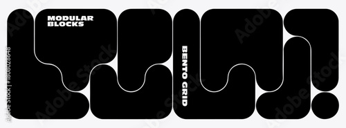 Bento Grid design elements set. Abstract Background with Liquid Bubble Shapes. Creative Metaball pattern design.