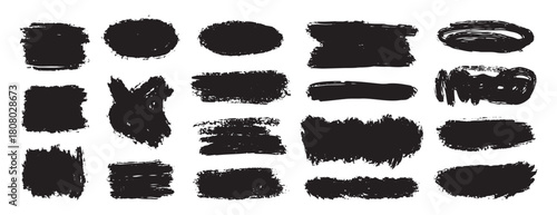 Paint brush stains set. Dirty artistic elements for text, labels. paintbrush grunge stamp collection