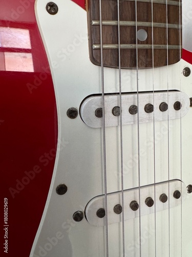 Detailed view of an electric guitar