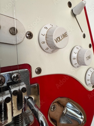 Detailed view of an electric guitar