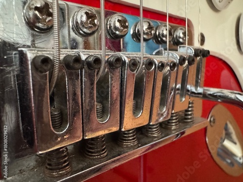 Detailed view of an electric guitar