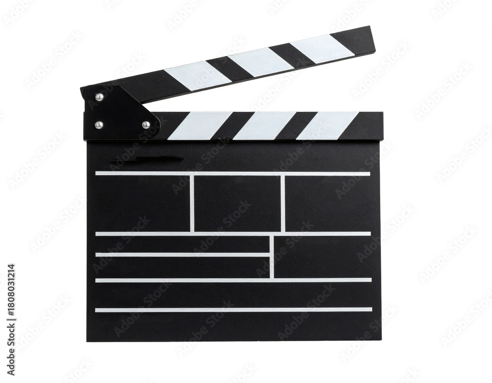 Fototapeta premium Classic clapboard ready for action initiating film production for immediate movie making commencement