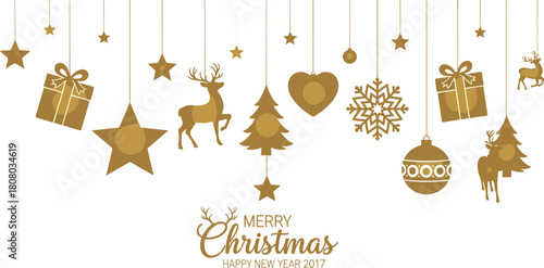 Golden Holiday Charms Christmas and New Year Festivities Graphic