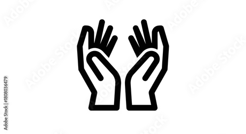 Outline icon of two open hands with palms facing upwards, symbolizing giving, receiving, or prayer.