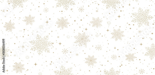 Elegant Snowflakes A Winter Wonderland of Delicate Gold on a White Background