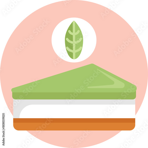 Creamy Dessert Icon – A slice of cheesecake with a smooth, creamy texture, representing a sweet treat in a matcha tea meal.