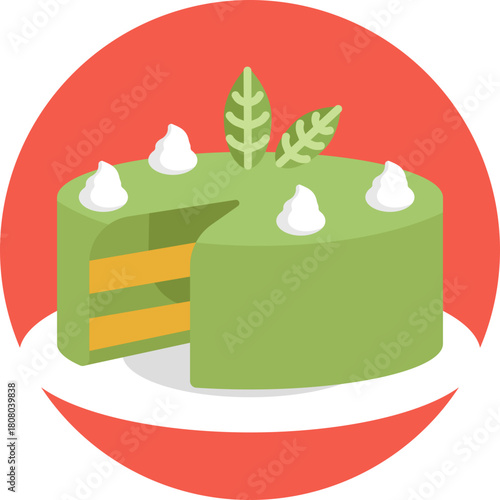 Matcha Dessert: Icon showing a cake, highlighting the combination of sweet flavors with matcha.