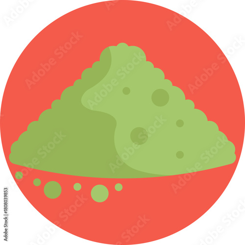 A small mound of fine matcha powder, shaped like a soft hill, representing the main dry ingredient used to prepare matcha tea.