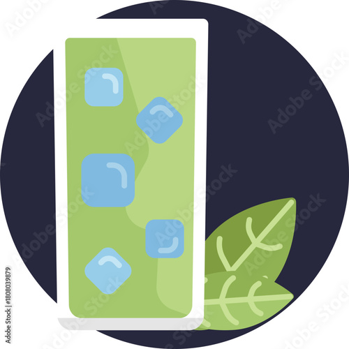 Green creamy beverage: A frothy, light-green drink served in a cup, representing a soothing matcha latte.