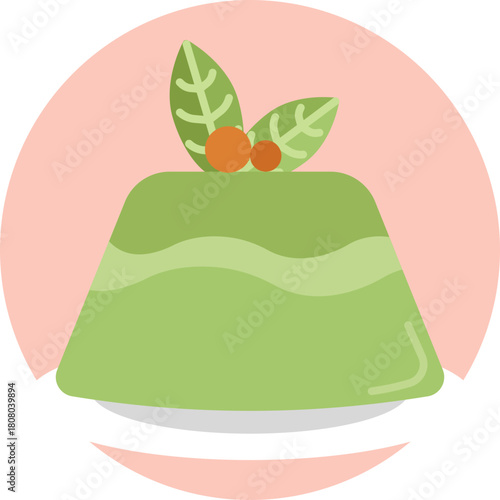 Smooth, sweet pudding with a subtle green tea flavor.