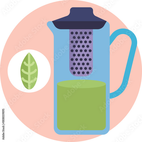 Glass cup with built-in infuser for brewing matcha tea.