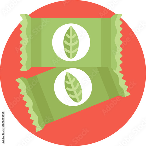 A small bag filled with tea leaves, used to brew a cup of tea.