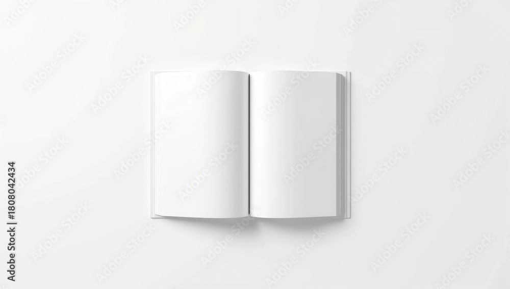Fototapeta premium Blank Open Book Page Template on White Background