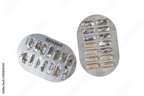 Isolated partially used medication blister packaging cards