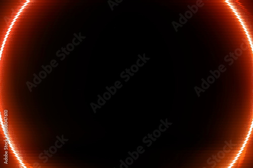 black background surrounded by red neon circle, text, design, empty