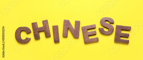 Word CHINESE on yellow back...