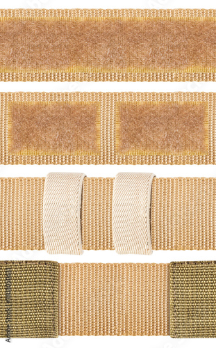 Photos Seamless isolated photo of military soldier khaki light brown cloth belt nylon straps with velcro inlays