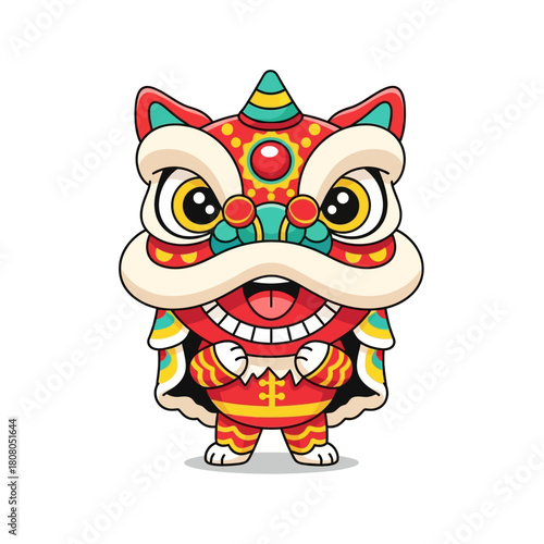 Colorful lion dance cartoon character for Chinese New Year