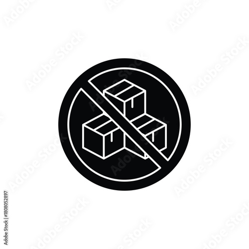 Black and white icon depicting a 'no sugar' or 'sugar-free' sign with a forbidden symbol over sugar cubes, representing dietary restrictions.