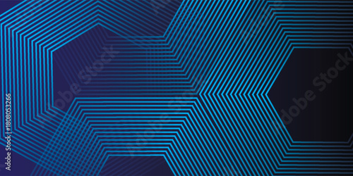 Abstract dark blue gradient background with glowing skin blue heksagonal vector