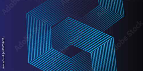 Abstract dark blue gradient background with glowing skin blue heksagonal